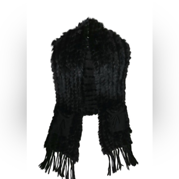 Alberto Makali Black Fur Vest With Fringe and Pockets - Picture 2 of 13
